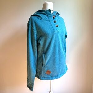 Ace USA Turquoise Hooded Pullover‎ with Button Detail Pockets Size Size Medium